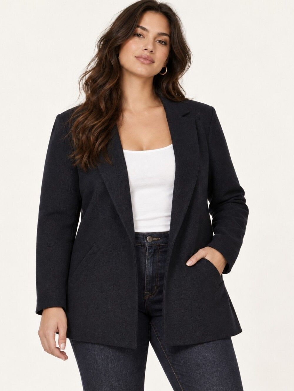 Matty M Black Open-Front Blazer Jacket XXL
